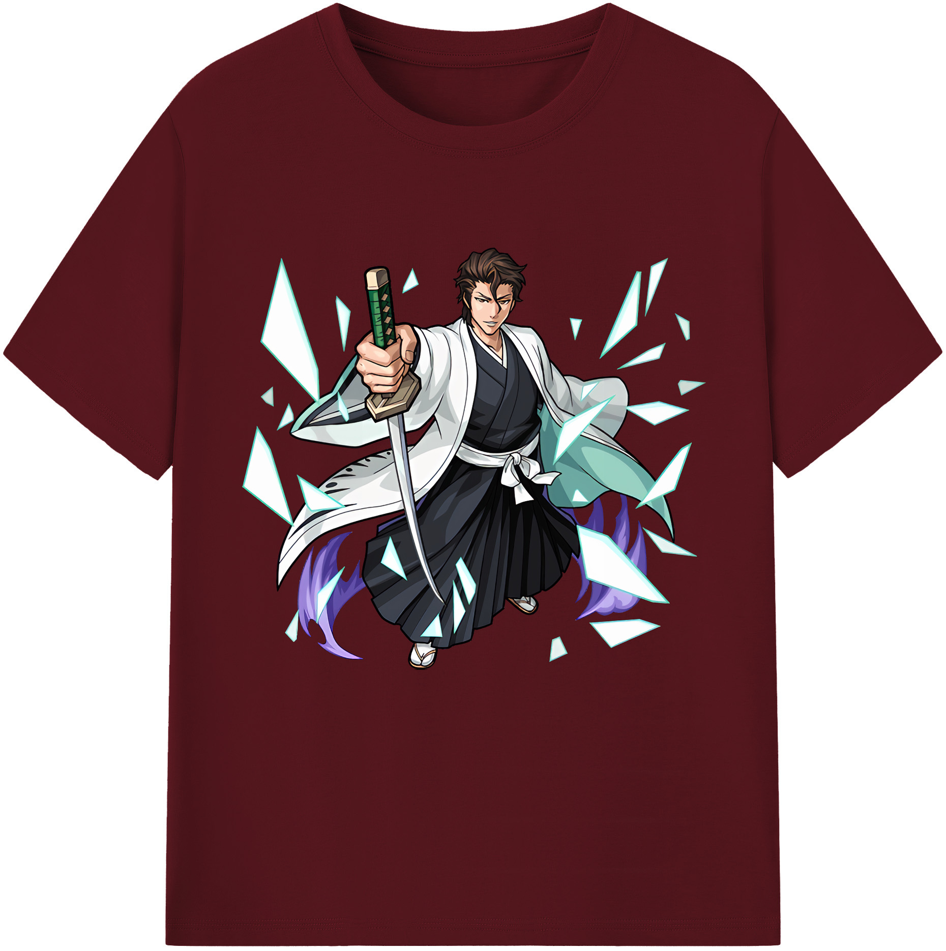 （画像用） ブリーチ 藍染 惣右介（あいぜん そうすけ） BLEACH Aizen Sousuke 綿100％半袖Tシャツ（フロントプリント）
